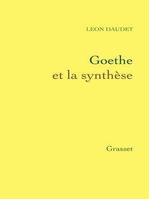 cover image of Goethe et la synthèse